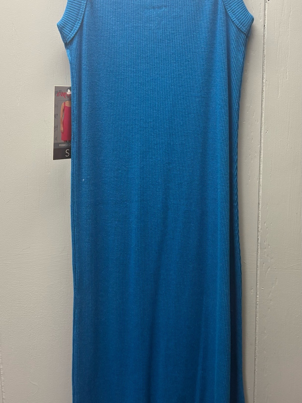 Sleeveless Ribbed Midi Dress in Blue